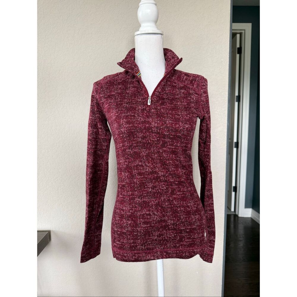 Smartwool Women's Classic Thermal Merino Base Layer 1/4 Zip Burgundy Medium